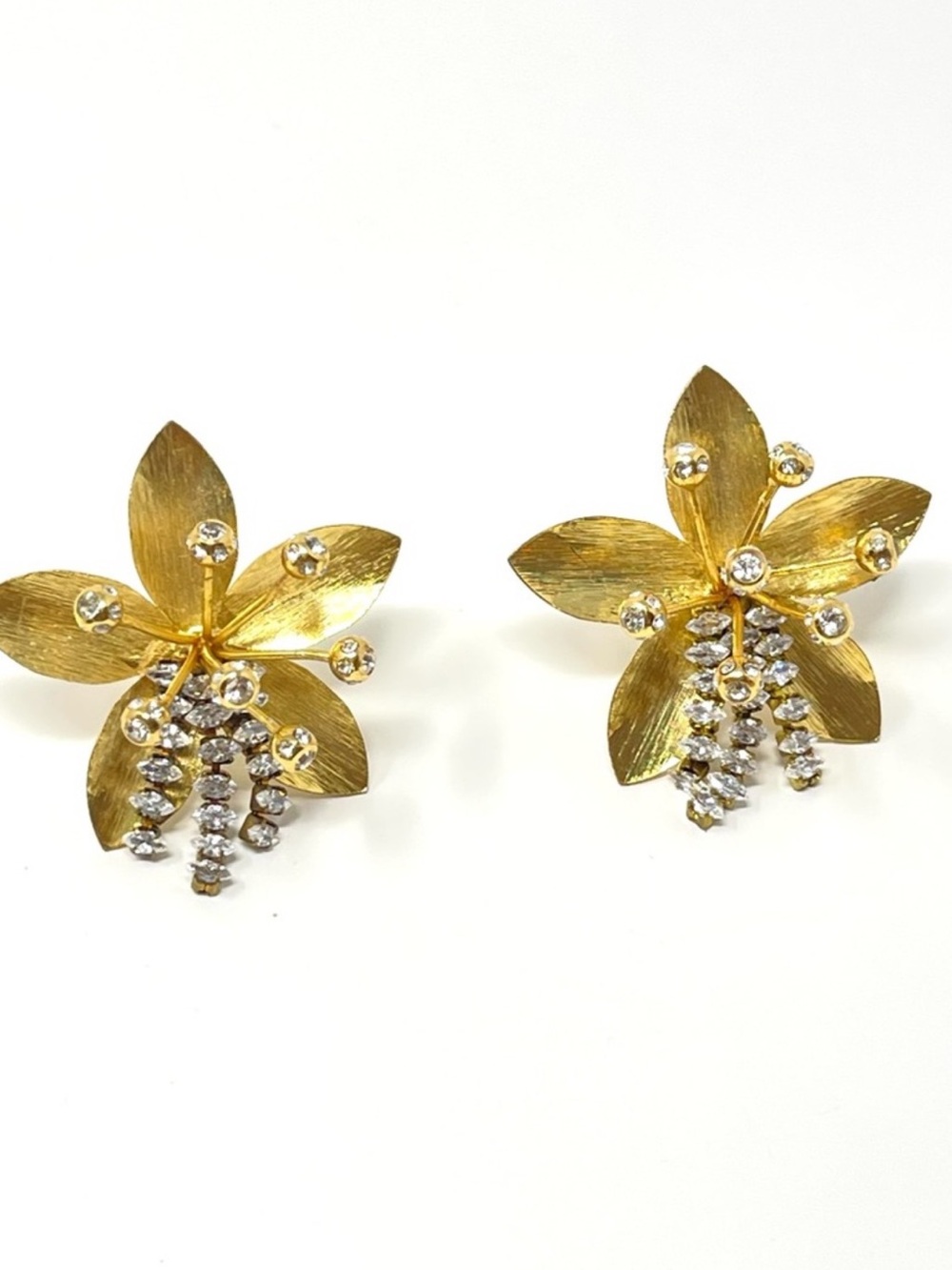 Anthropologie Shimmer Flower Post Earrings Gold